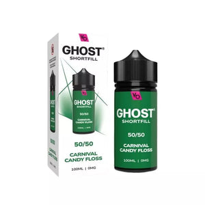 Vapes Bars Ghost 100ml 50/50 Shortfill vape juice carnival candy floss flavour perfect for refillable pod vape kits and MTL Vape tanks