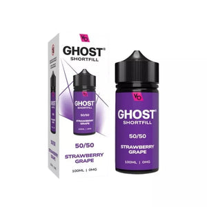 Vapes Bars Ghost 100ml 50/50 Shortfill vape juice strawberry grape flavour perfect for refillable pod vape kits and MTL Vape tanks