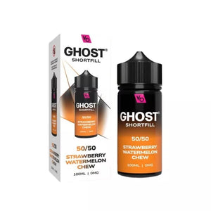 Vapes Bars Ghost 100ml 50/50 Shortfill vape juice strawberry watermelon chew flavour perfect for refillable pod vape kits and MTL Vape tanks