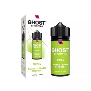 Vapes Bars Ghost 100ml 50/50 Shortfill vape juice sweet lemon sherbet flavour perfect for refillable pod vape kits and MTL Vape tanks