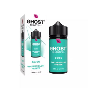 Vapes Bars Ghost 100ml 50/50 Shortfill vape juice watermelon freeze flavour perfect for refillable pod vape kits and MTL Vape tanks