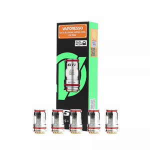 Vaporesso GTI dual mesh coil 0.2ohm - packaging with coils on a white background