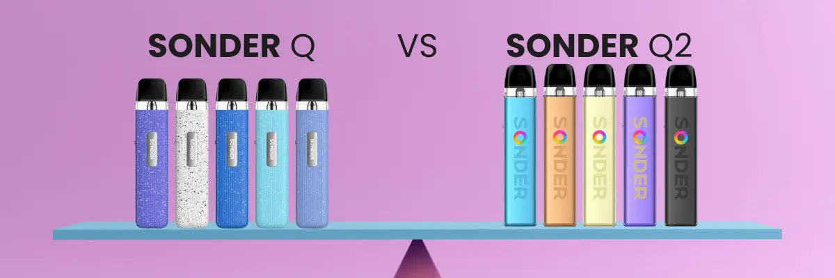 geekvape sonder q vs sonder q2 pod kits on seesaw image to compare the two side by side