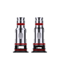 Two metallic SMOK vape coils with red O-rings, standing upright on a white background.