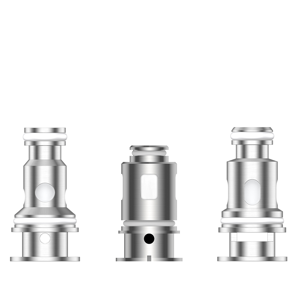 Three silver Aspire vape coils in different designs on a white background.