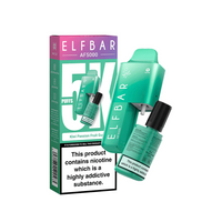 Elf Bar AF5000 Kiwi Passion Fruit Guava vape with packaging, featuring bold text and vibrant colours.