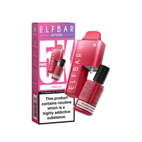 Elf Bar AF5000 Cherry Ice vape with packaging, showing 5000 puffs and nicotine warning label.