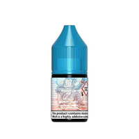 Bottle of Bar Juice 5000 Mango Ice e-liquid with a blue cap and nicotine warning label.