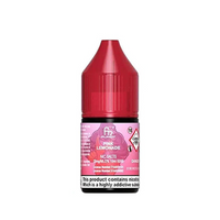 Red bottle of IVG Pink Lemonade nicotine salts e-liquid, 10ml. Warning label visible.