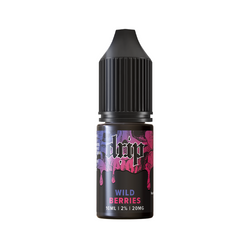 Five Drip e-liquid bottles: Raspberry Jam, Blackberry Crumble, Banana Custard, Apple Mango, Strawberry Orange.