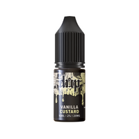 A bottle of Drip Vanilla Custard vape juice, 10ml, 20mg nicotine strength.