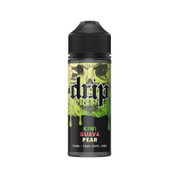 Drip e-liquid bottle with Kiwi Guava Pear flavour, 100ml, 70VG/30PG, 0mg nicotine.