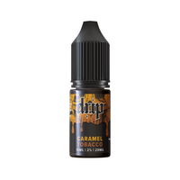 Drip Caramel Tobacco e-liquid bottle, 10ml, black cap, caramel design on label.