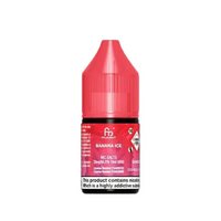 Red bottle of Pod Salt Banana Ice nicotine salts e-liquid, 20mg, 10ml, with warning label.