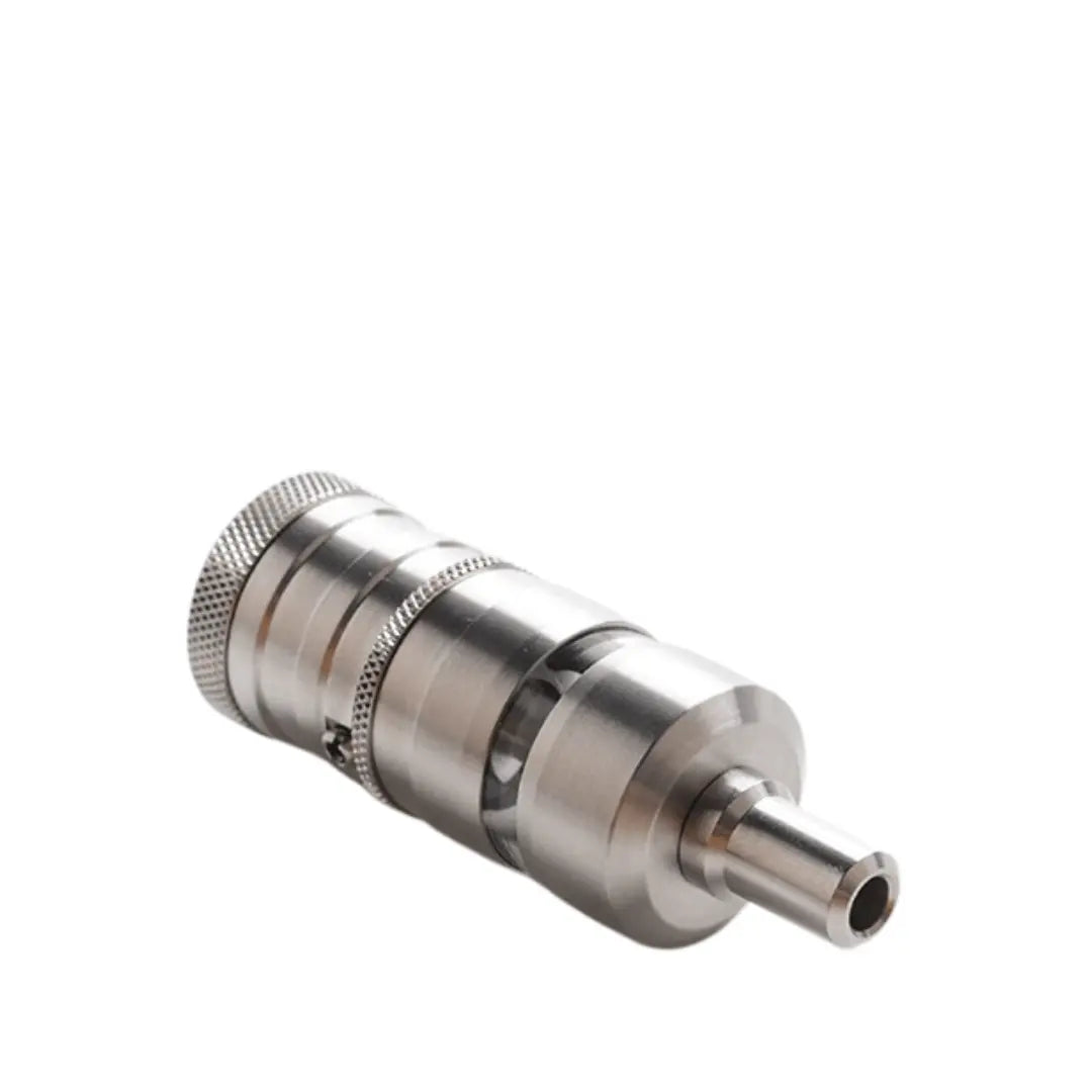 5AVape E-Vapor V4.5S style RTA in stainless steel, showing its sleek, cylindrical design.