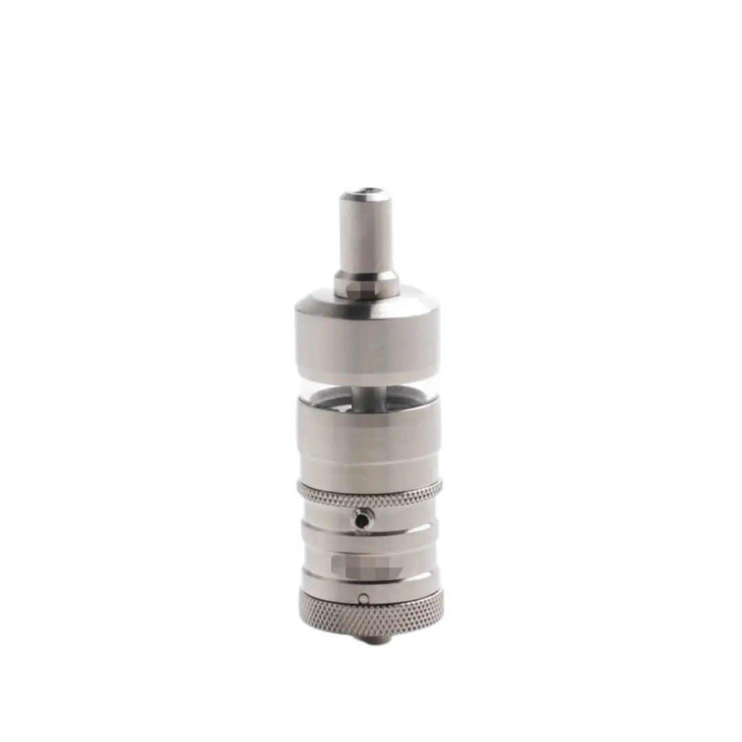 5AVape E-Vapor V4.5S Style RTA, silver, isolated on white background.