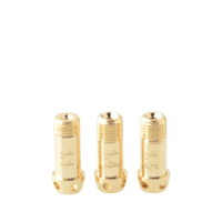 Three 5AVape Edd AIO Style RBA airflow pins in gold, displayed upright on a white background.