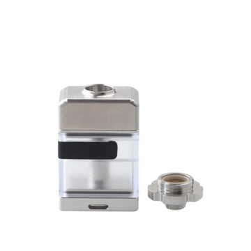 5AVape Ghost Style Boro RBA tank with a stainless steel and transparent design.