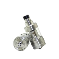 5A Vape Kayfun Prime Style RTA displayed at an angle, highlighting its sleek stainless steel finish, glass tank section, and base engraving.