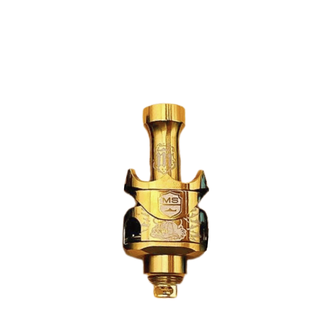 Gold 5AVape Monarchy Mobb Scepter Inverted Duck RBA with engraved details.