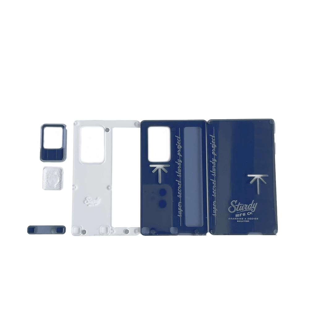 Blue and white Sturdy Style panel covers for Cthulhu AIO Mod Kit, displayed on a white background.