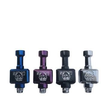 Four 5Avape Wick'D Reviv D-Style RBAs in blue, purple, black, and silver.