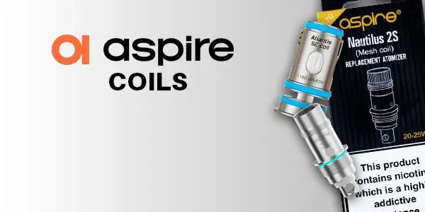 Aspire replacement coils featuring Nautilus 2S 0.7 ohm mesh and Atlantis SE 0.3 ohm coils for MTL and DTL vaping systems.