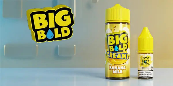 Big Bold vape juice Creamy Banana Milk e-liquid bottles - Big Bold E-liquid 100ml shortfill and 10ml Nic Salt