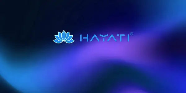 Hayati Vape Logo on a blue and purple gradient background