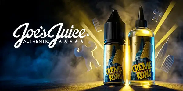Joe’s Juice e-liquid including creme kong flavour 200ml vape juice and joe's juice 10ml Nic Salts range
