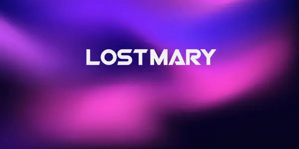 Purple Pink Gradient background with Lost Mary Logo central.