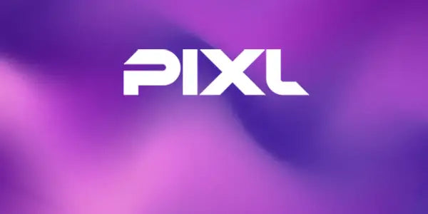 PIXL Vape logo in bold white lettering centered on a purple and pink gradient background.
