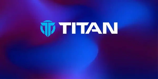 TITAN vape logo on a blue and red gradient background