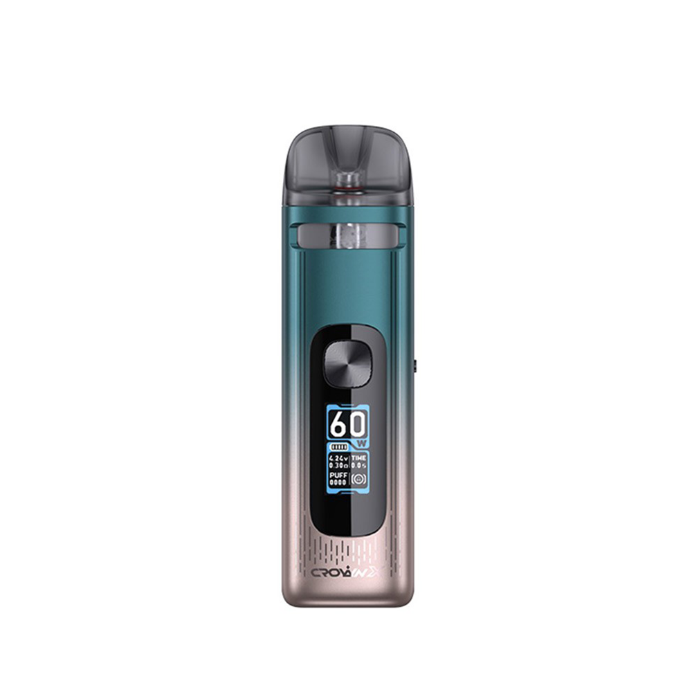 Crown M Pod Mod in teal and silver with digital display showing 60 watts.