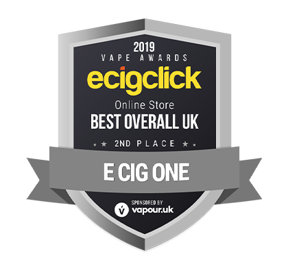 Award badge for E Cig One, 2nd place in ecigclick's 2019 Best Overall UK Online Store.