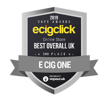 Award badge for E Cig One, 2nd place in ecigclick's 2019 Best Overall UK Online Store.