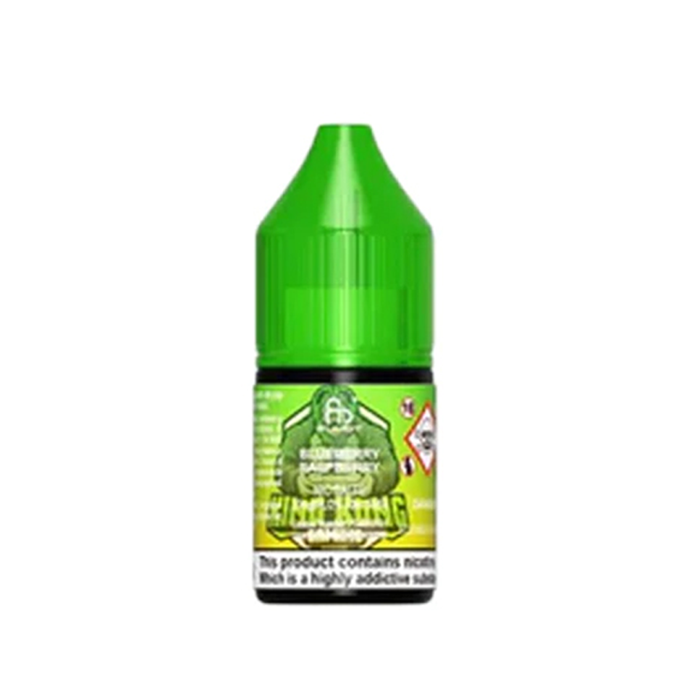 Green bottle of King Kong nic salt e-liquid with a vibrant label.