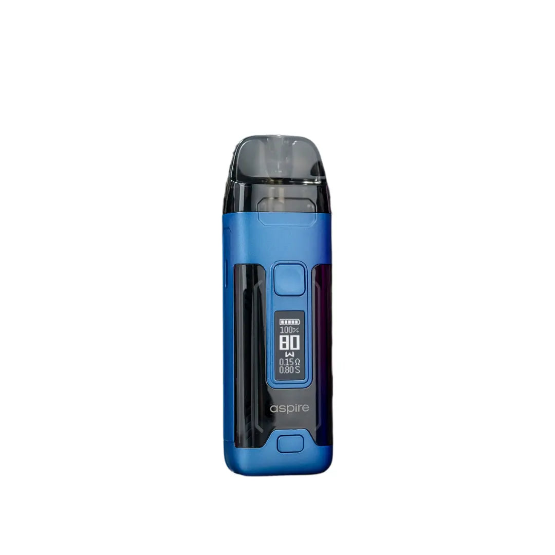 Aspire Veynom Air Pod Vape Kit in Carbon Blue, featuring an 80W display and sleek design, ideal for high-performance and versatile vaping experiences.