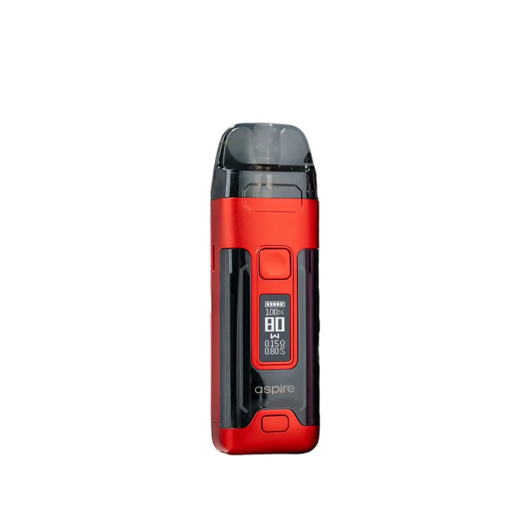 Aspire Veynom Air Pod Vape Kit in Carbon Red, featuring an 80W display and sleek design, ideal for high-performance and versatile vaping experiences.