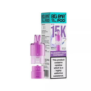 Big Bar Pro 15K Blueberry Sour Raspberry Refill pod for the Big Bar Pro Pod Vape Kit - 2ml Pod + 10ml Refill container