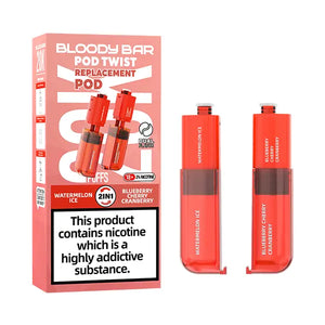 Bloody Bar 20K Refill Pods For Pod Twist Vape - Watermelon Ice & Blueberry Cherry Cranberry