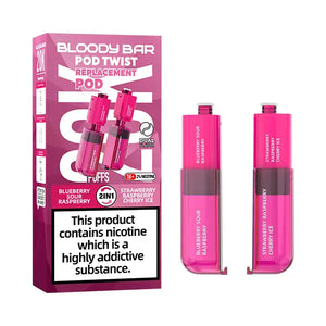 Bloody Bar 20K Refill Pods For Pod Twist Vape - blueberry sour raspberry & strawberry raspberry cherry ice