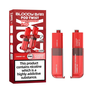 Bloody Bar 20K Refill Pods For Pod Twist Vape - cherry ice & strawberry raspberry cherry ice