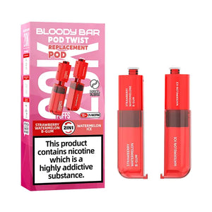 Bloody Bar 20K Refill Pods For Pod Twist Vape - strawberry watermelon bubblegum & watermelon ice
