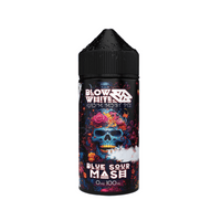 Blow White Grym Myst Blue Sour Mash 100ml bottle with vibrant floral and skull design.