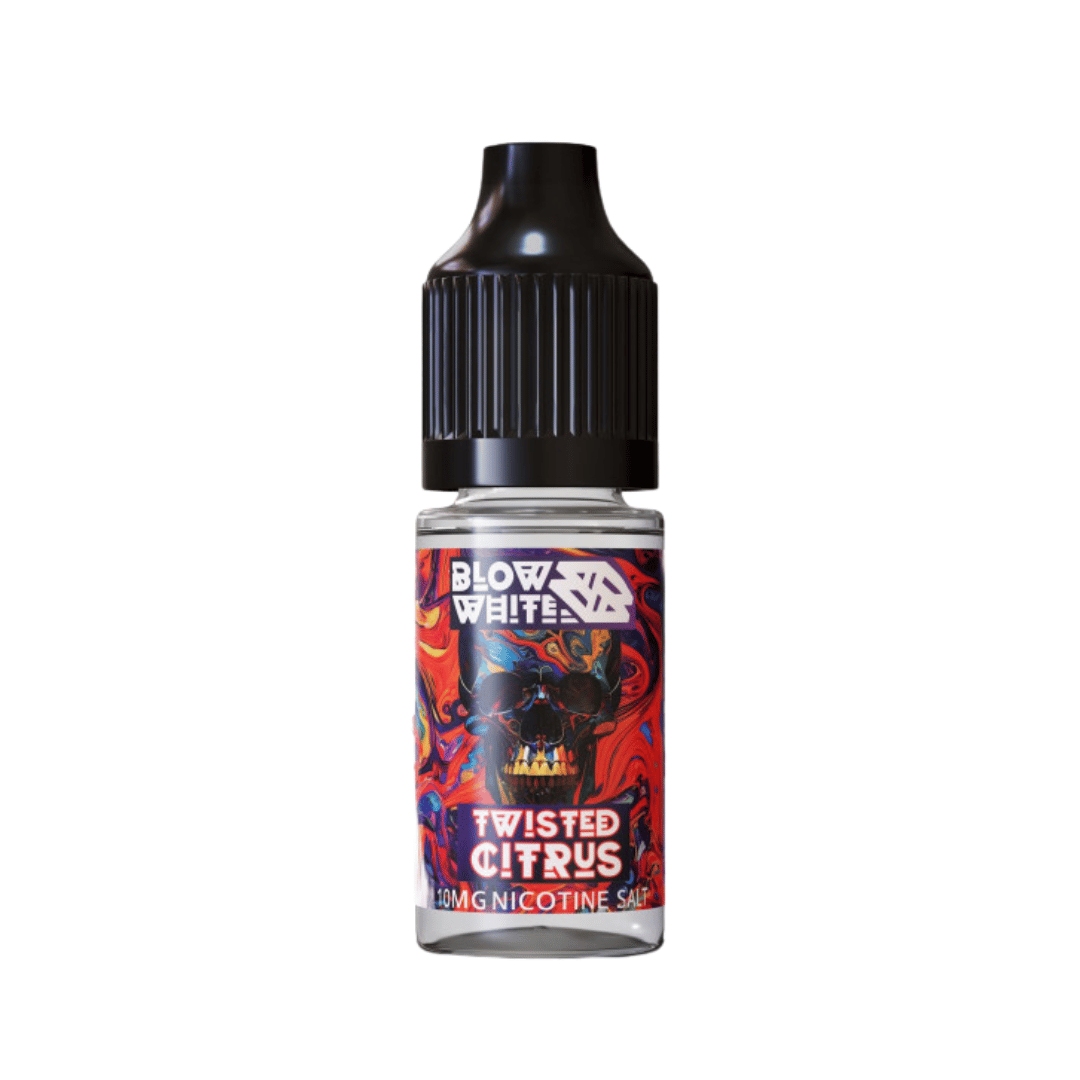 Blow White Grym Myst Twisted Citrus 10ml nic salt bottle with vibrant, colourful label design.