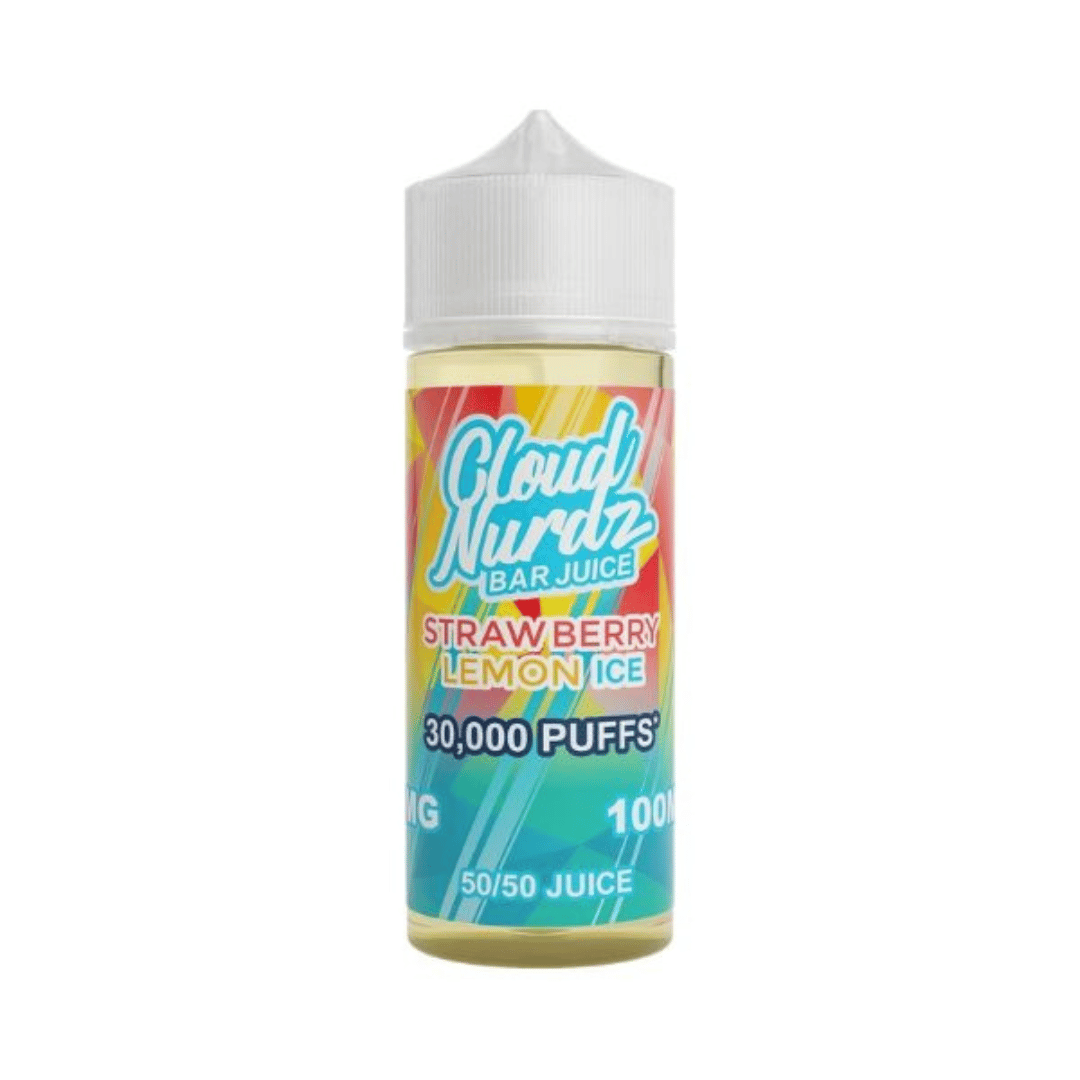 Cloud Nurdz Bar Juice 100ml bottle, Strawberry Lemon Ice flavour, colourful label.