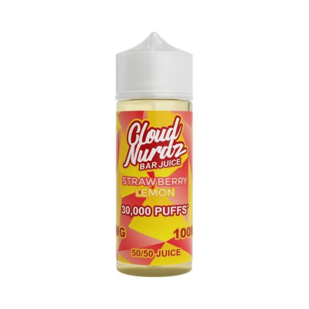 Cloud Nurdz Bar Juice bottle, 100ml, Strawberry Lemon flavour, colourful label.