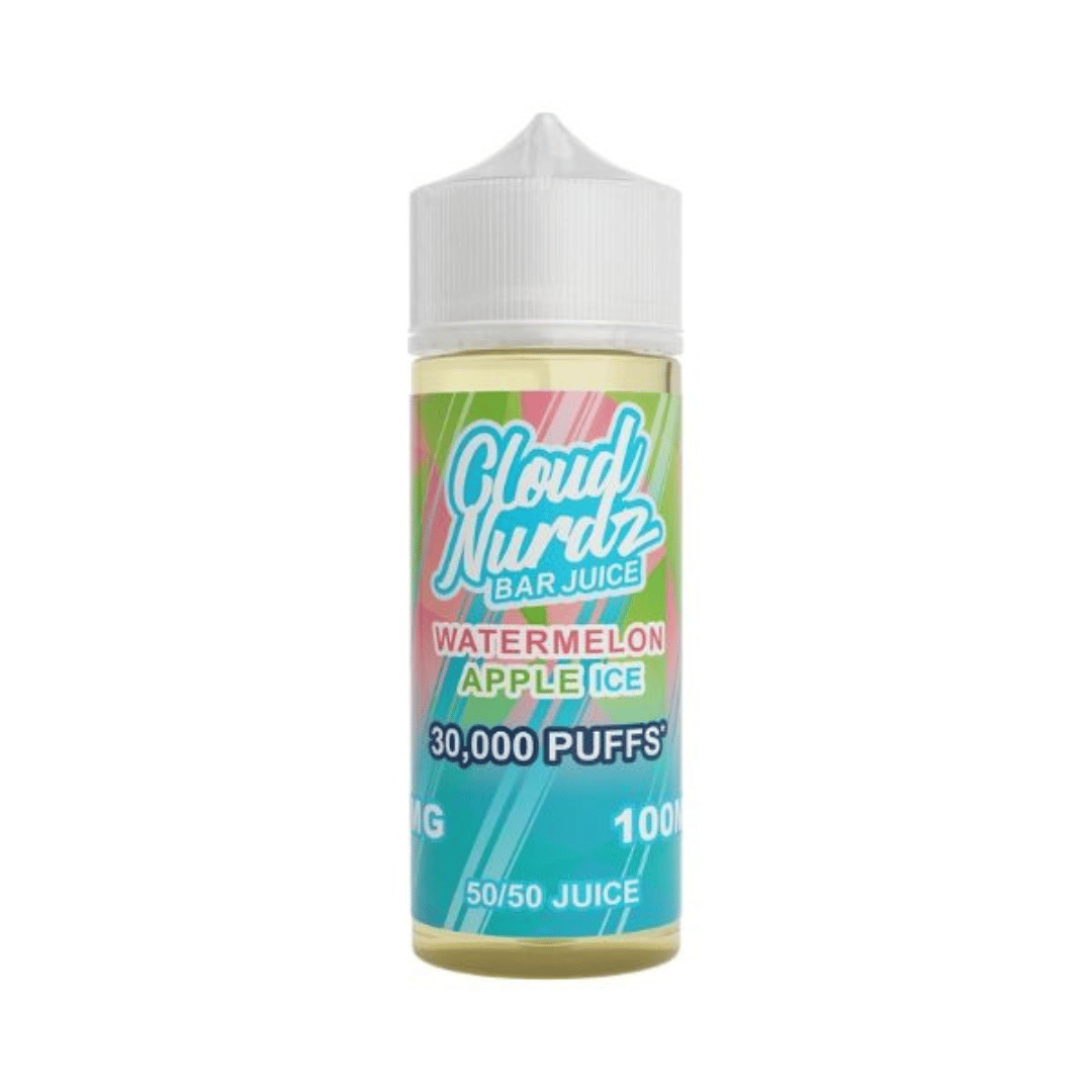 Cloud Nurdz Bar Juice Watermelon Apple Ice 100ml bottle with colourful label design.