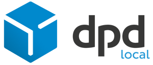 DPD Local logo in blue and black with a cube design on a white background.